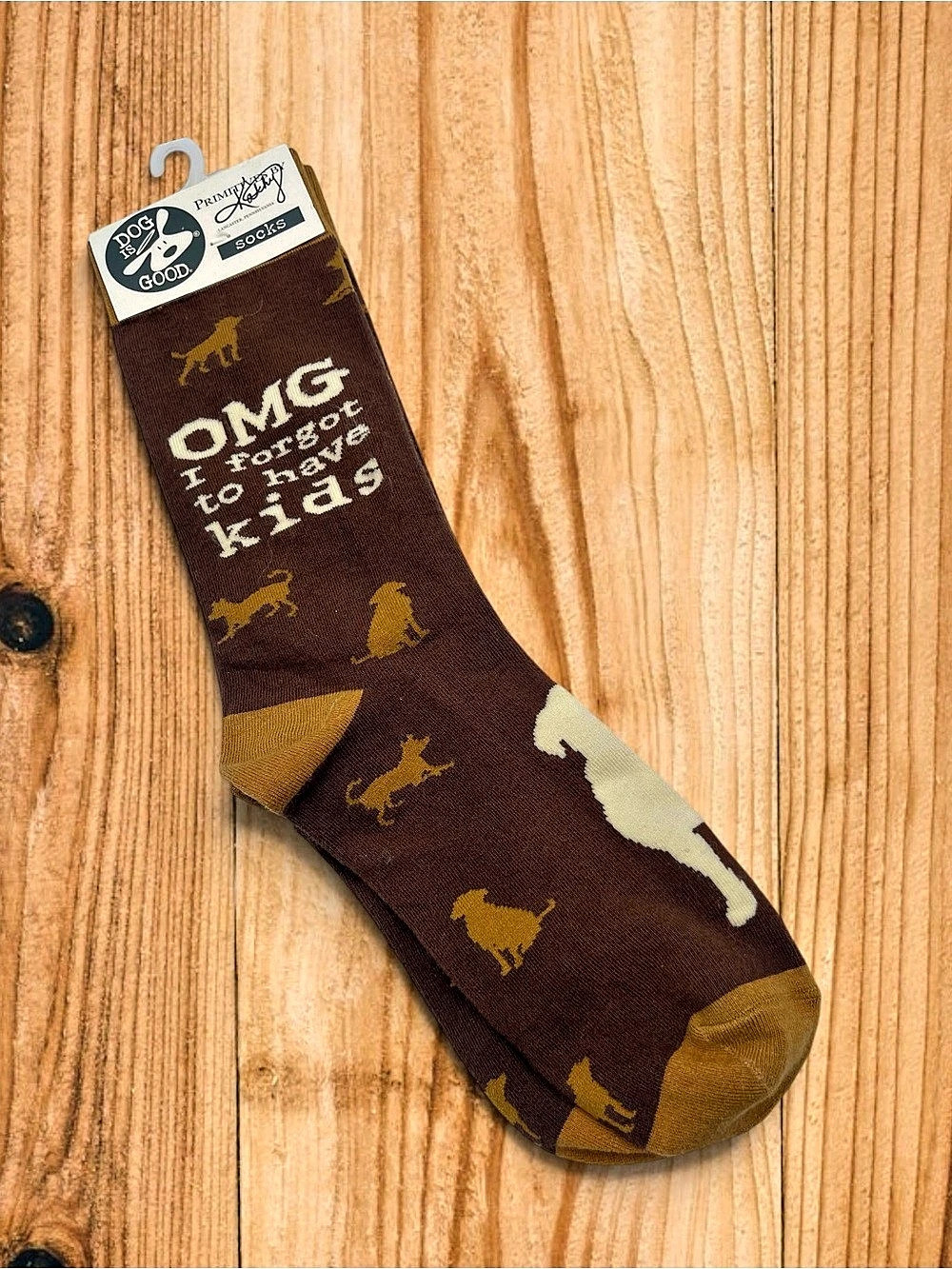 NWT Primitives by Kathy "OMG I Forgot To Have Kids" Dog Novelty Crew Socks